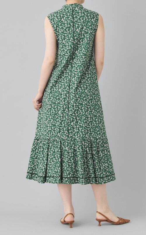 フラワープリントノースリーブワンピース