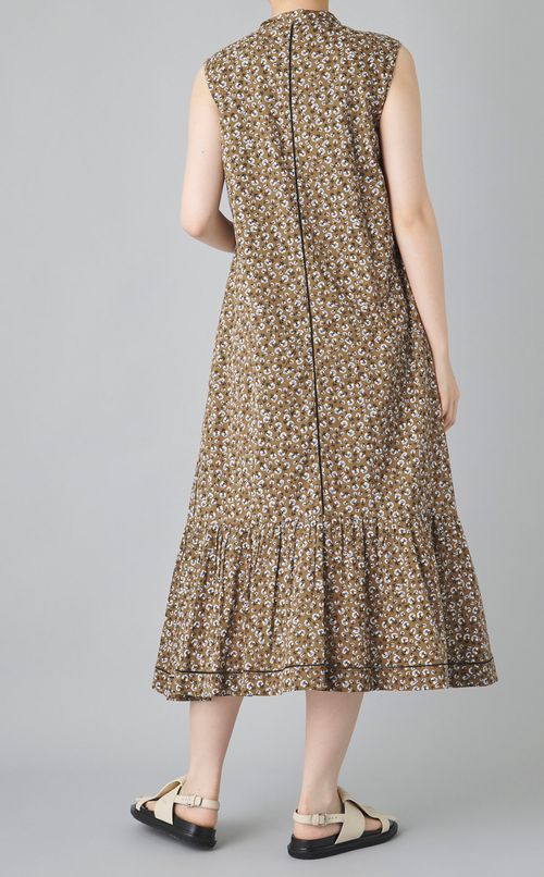 フラワープリントノースリーブワンピース