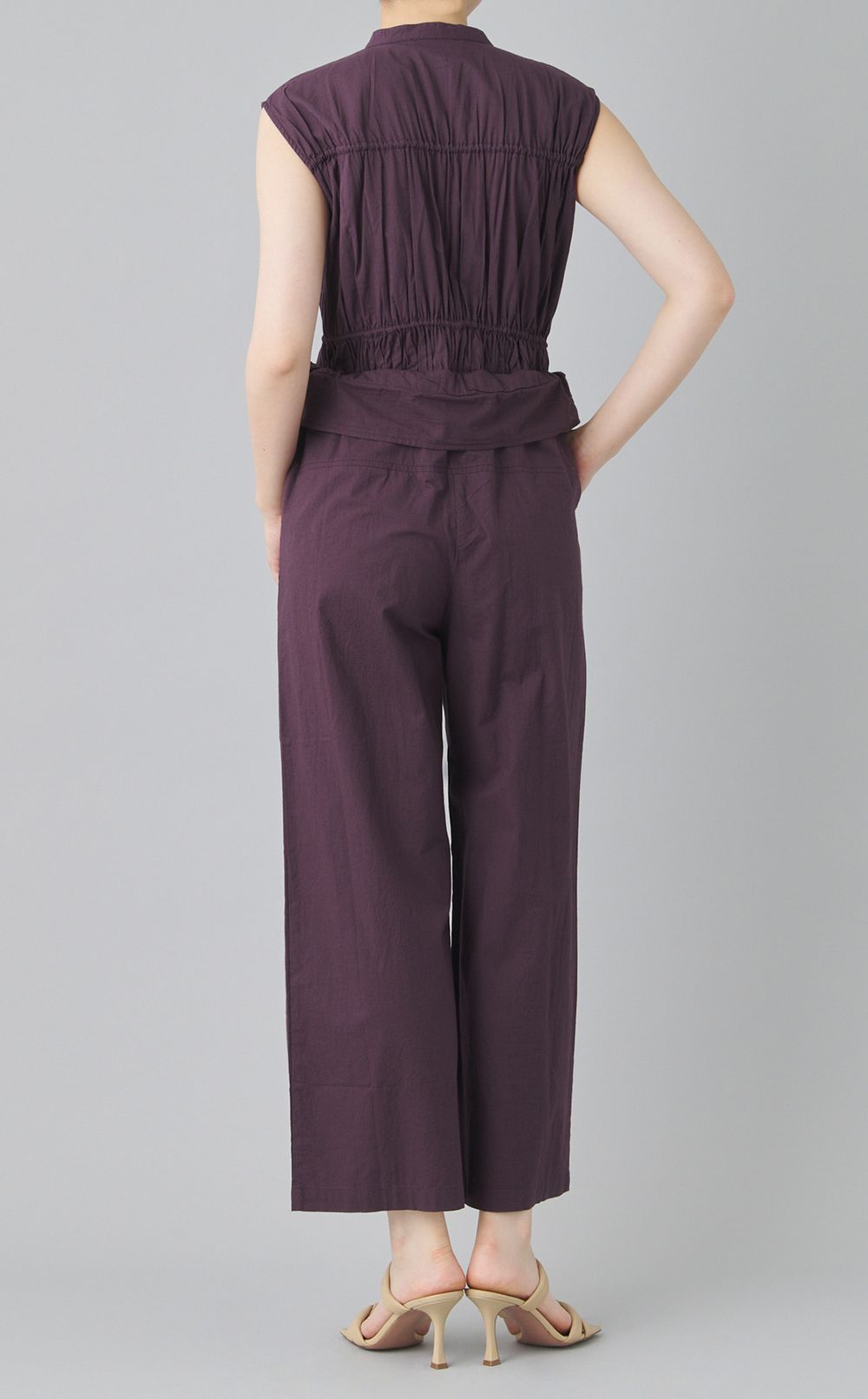 コットンギャザージャンプスーツ