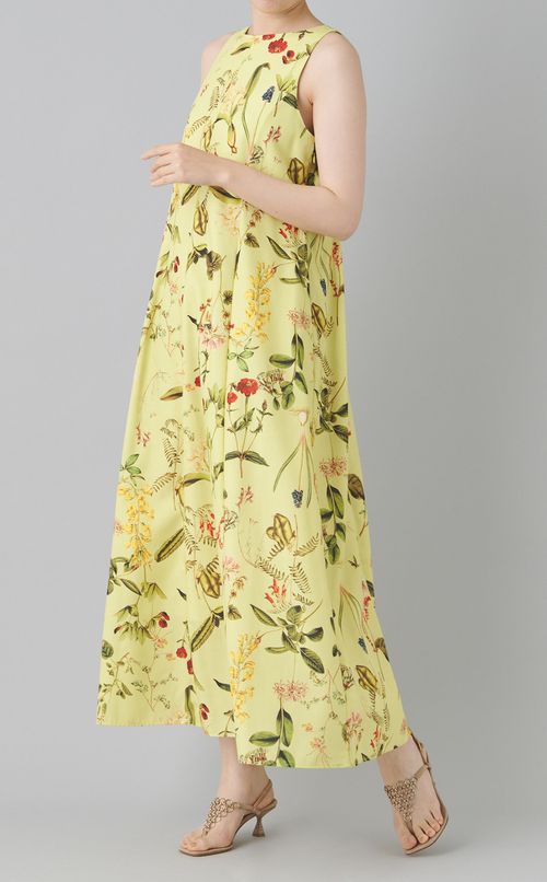 ボタニカルプリントフレアワンピース