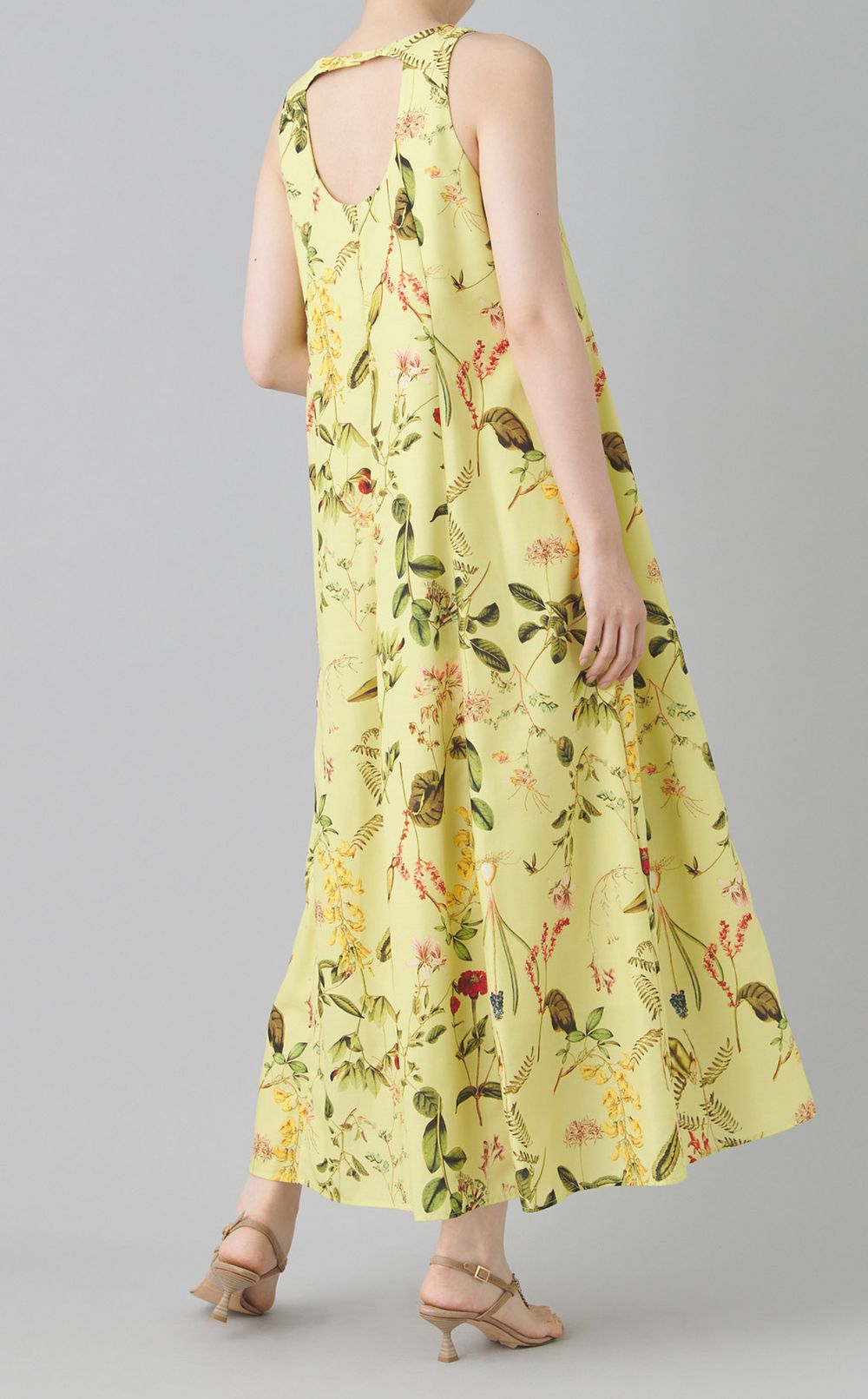 ボタニカルプリントフレアワンピース