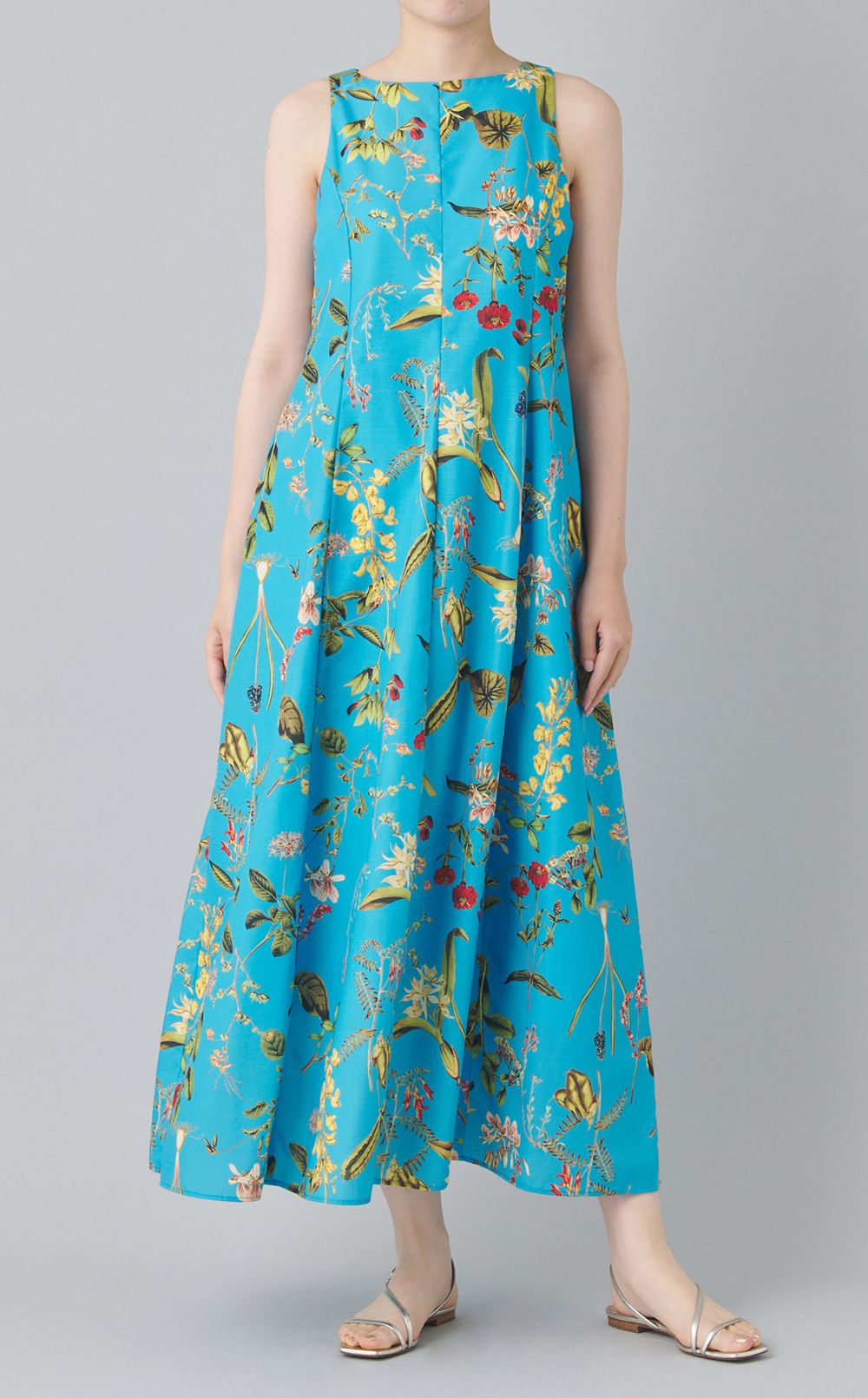 ボタニカルプリントフレアワンピース