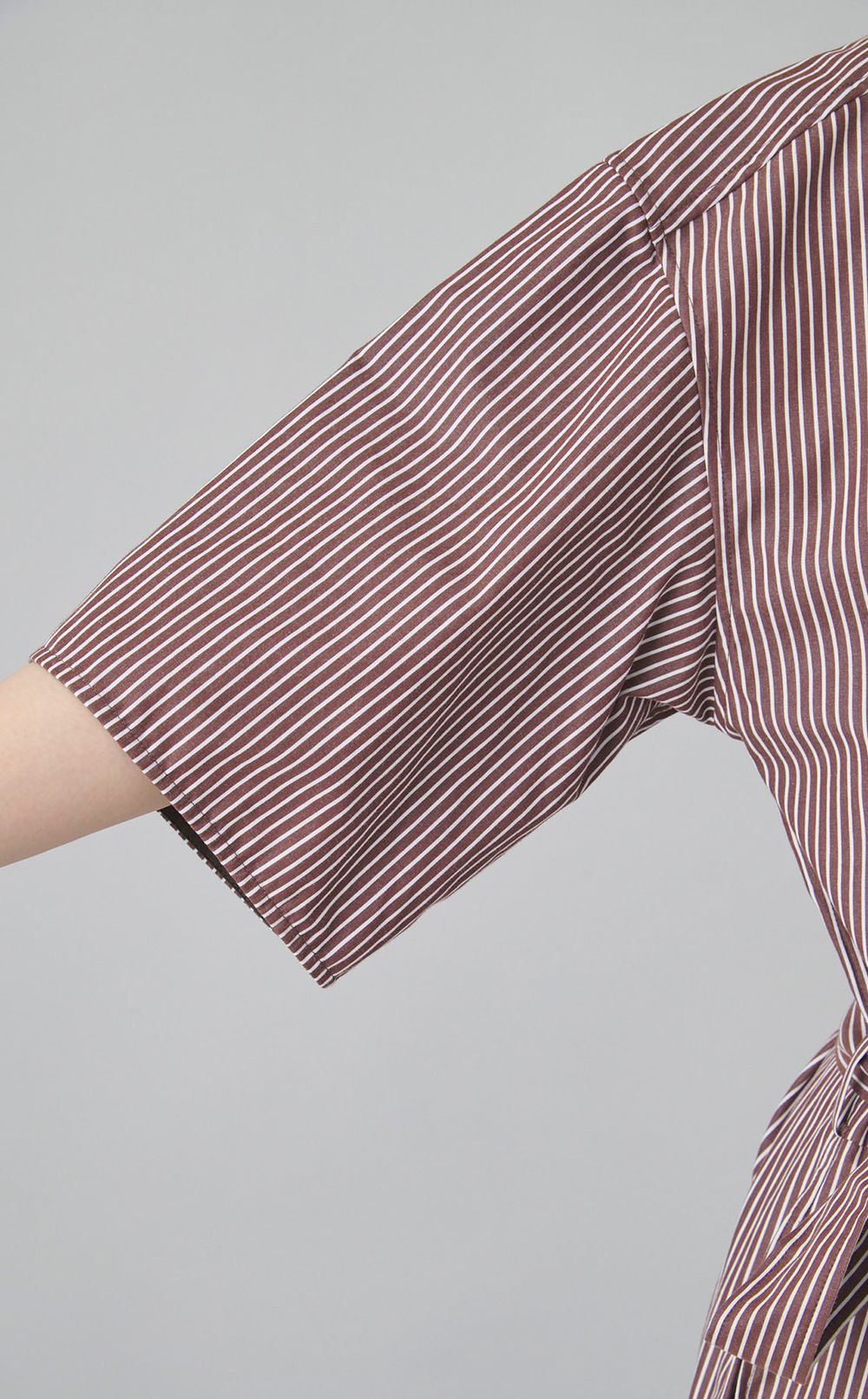 ストライプシャツオールインワン