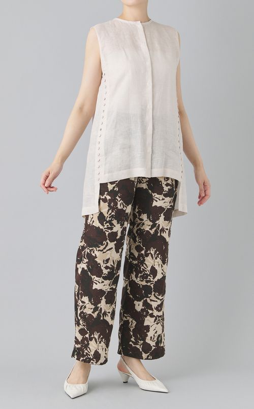 サイドボタンアップブラウス