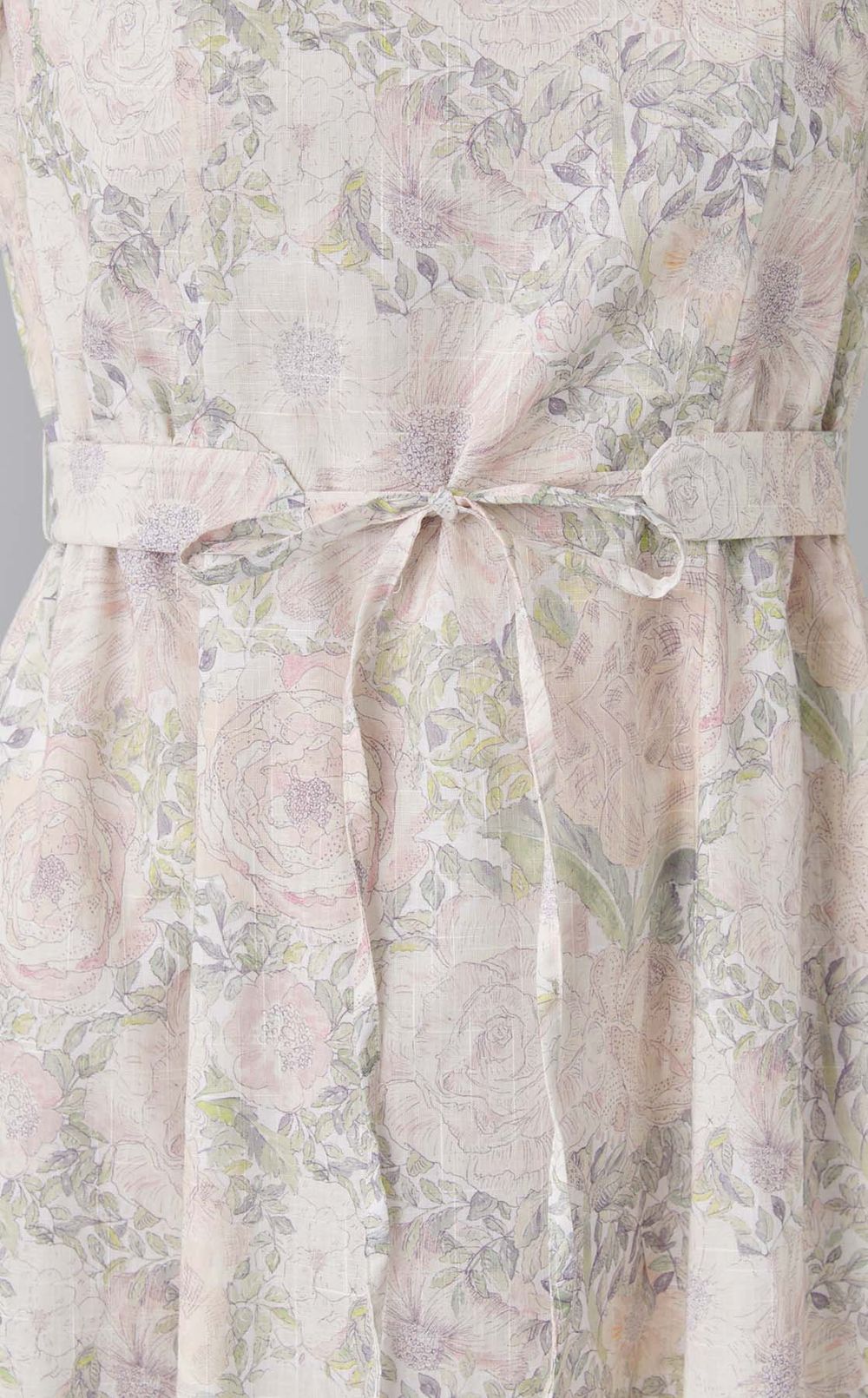 リバティコットンリネンベルトワンピース