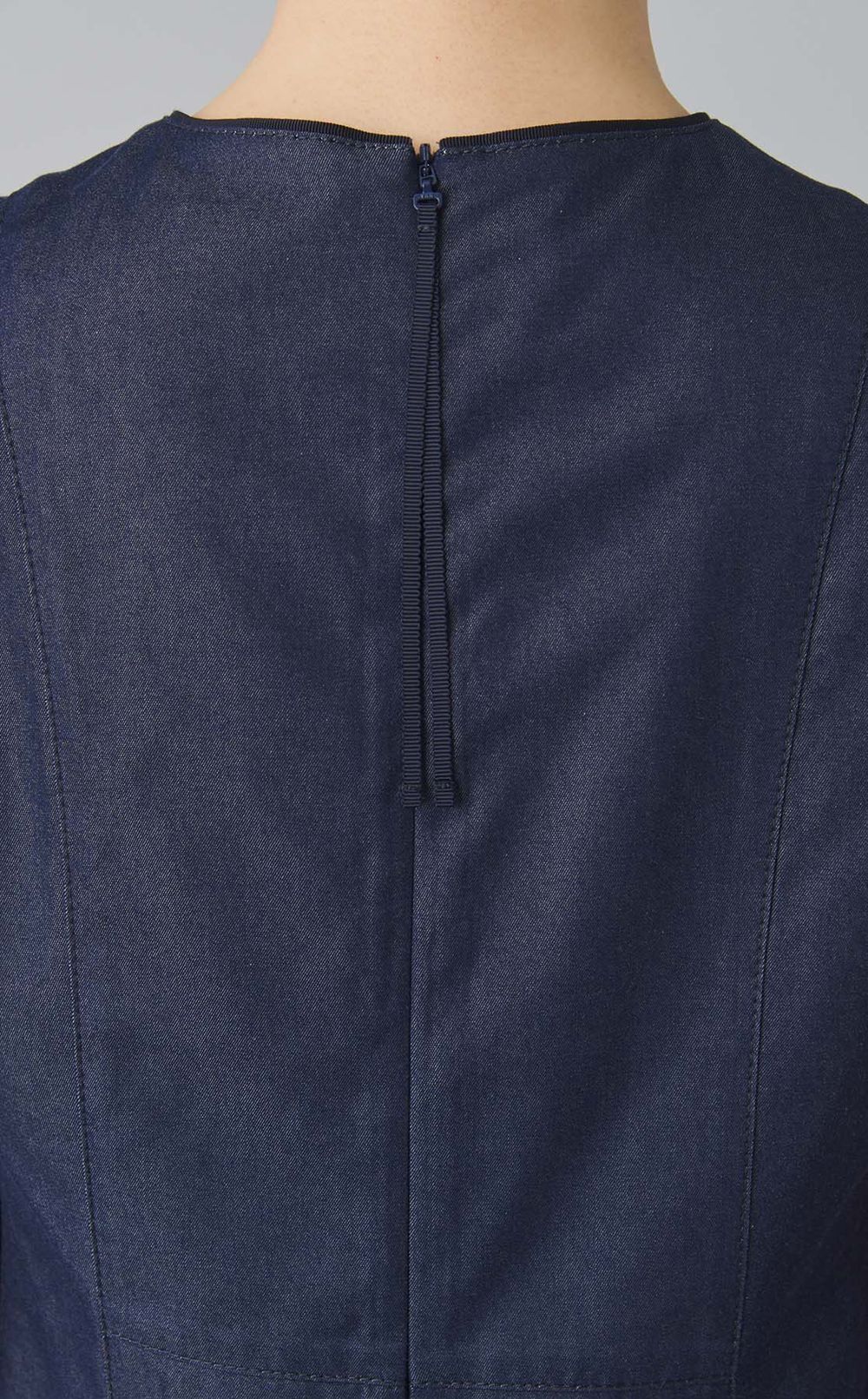 シルクデニムタックフレアドレス