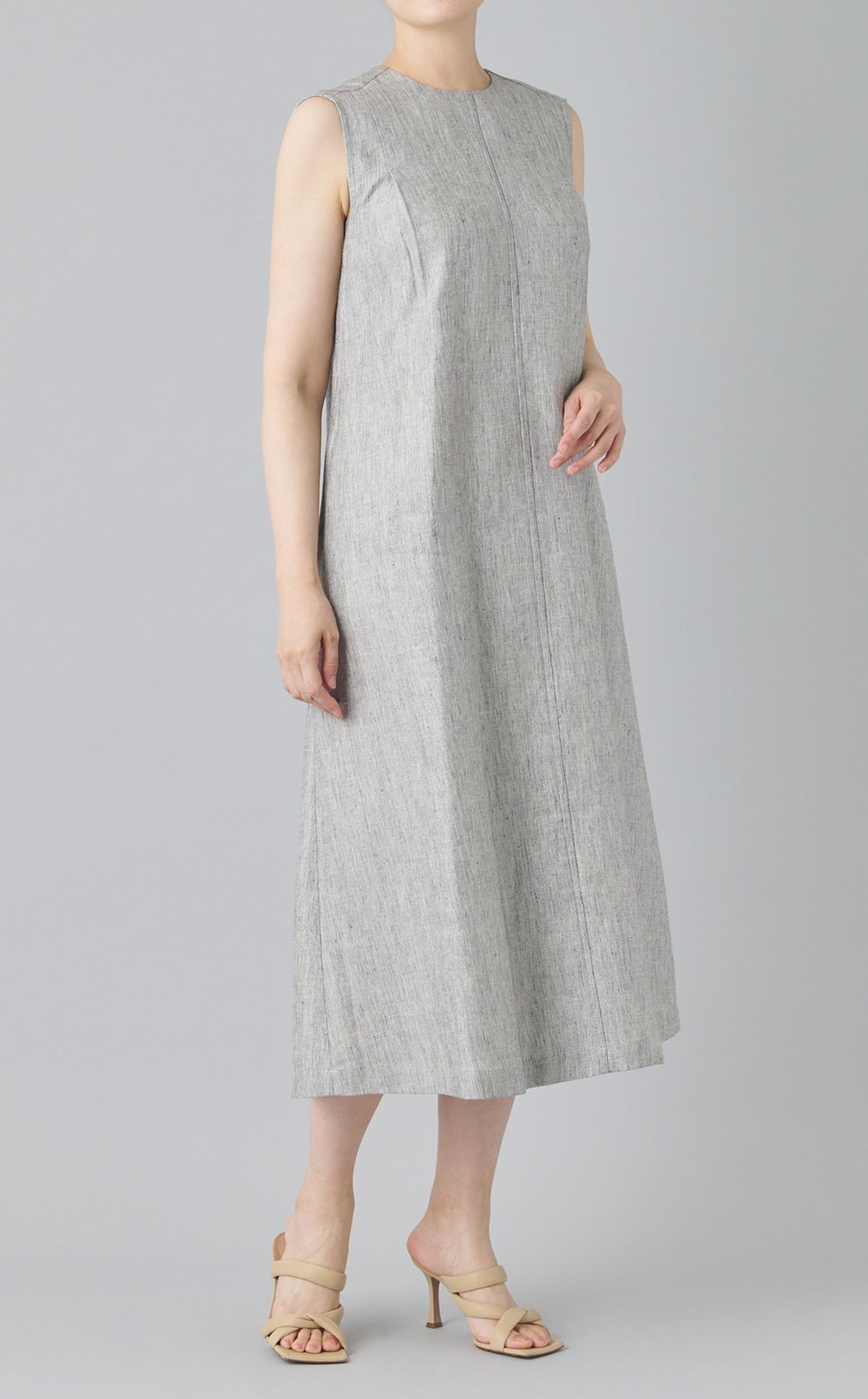 ラメスラブリネンワンピース