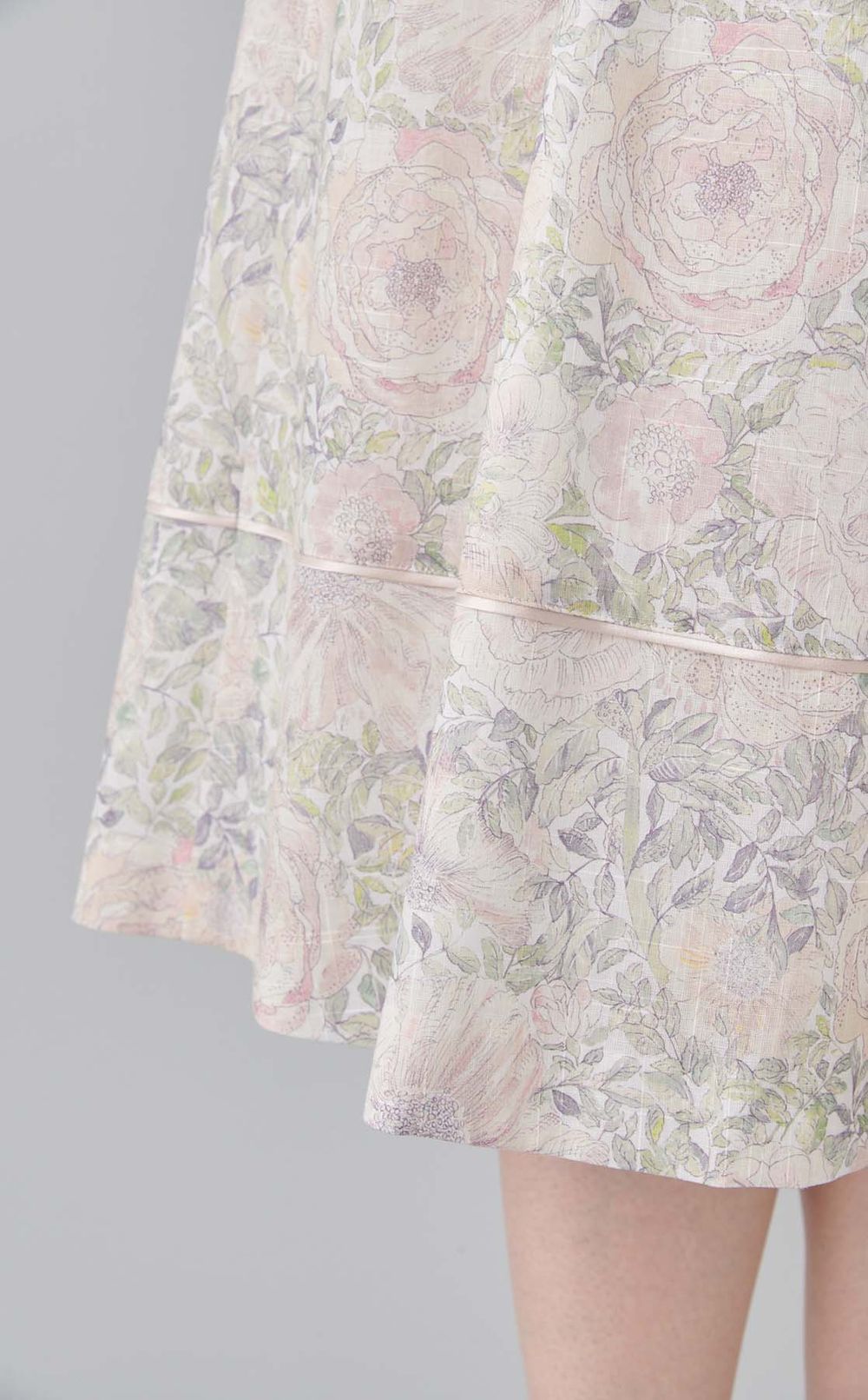 リバティコットンリネンベルトワンピース