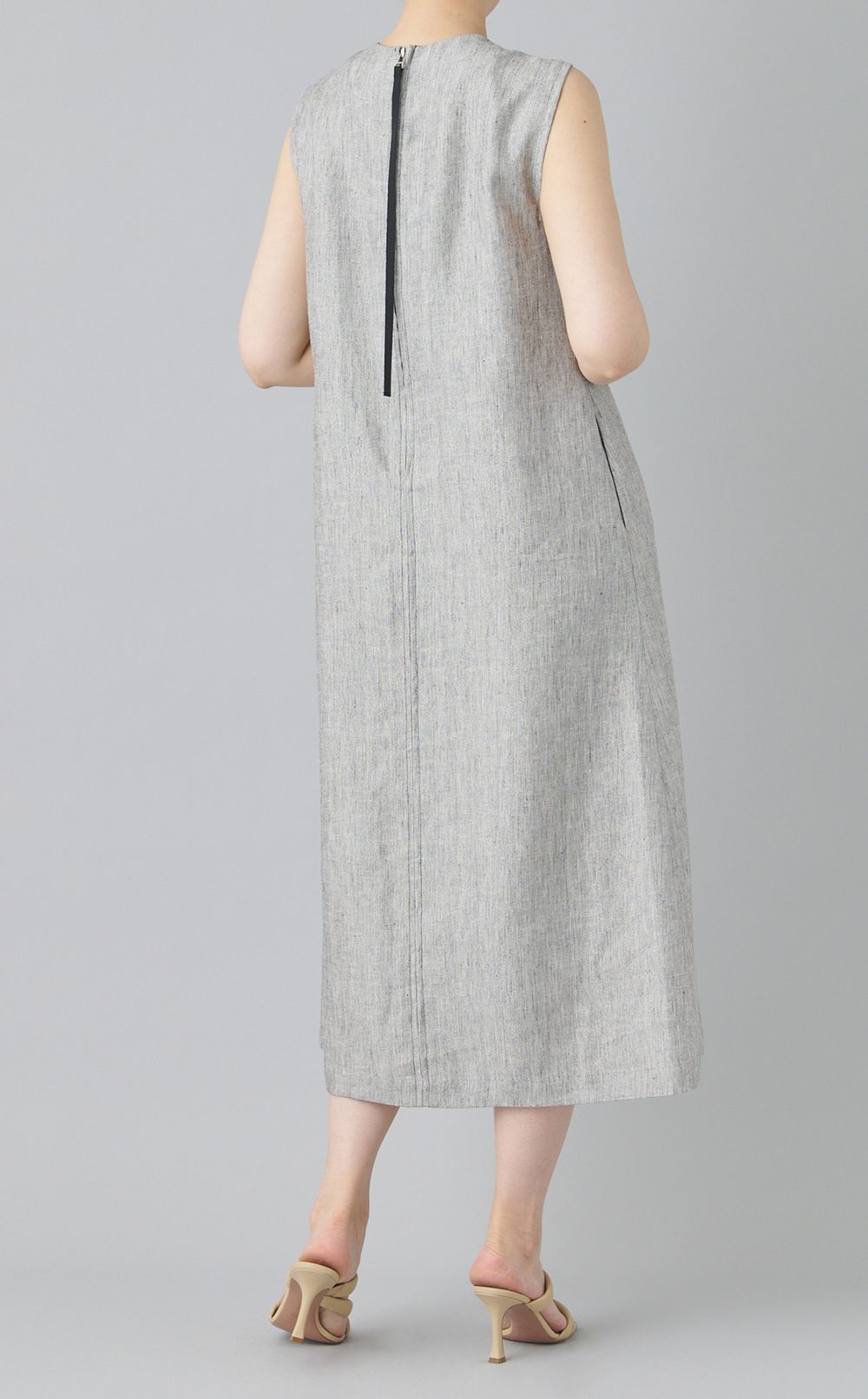 ラメスラブリネンワンピース