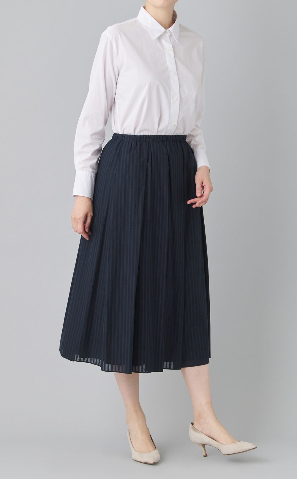 シアーストライプフレアスカート