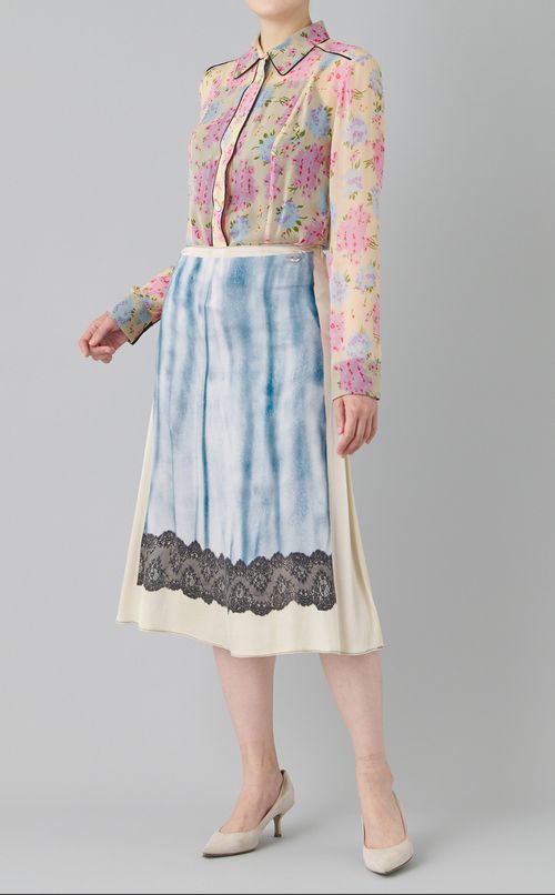 レーススカートプリントミディスカート