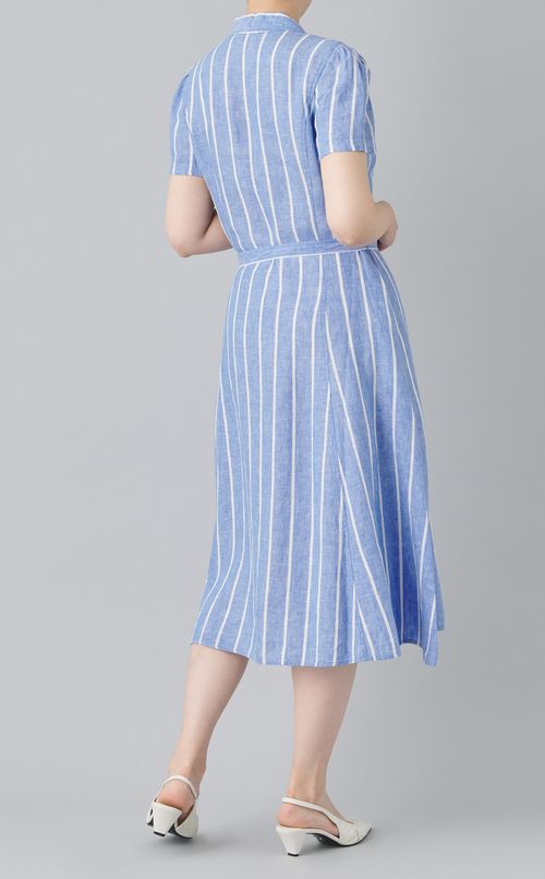 オープンカラーストライプワンピース