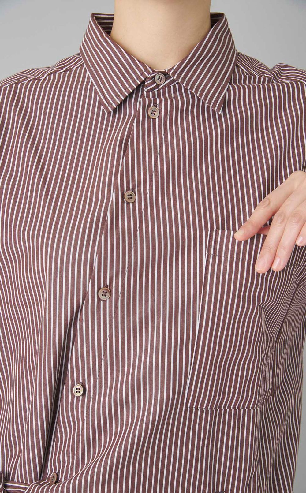 ストライプシャツオールインワン