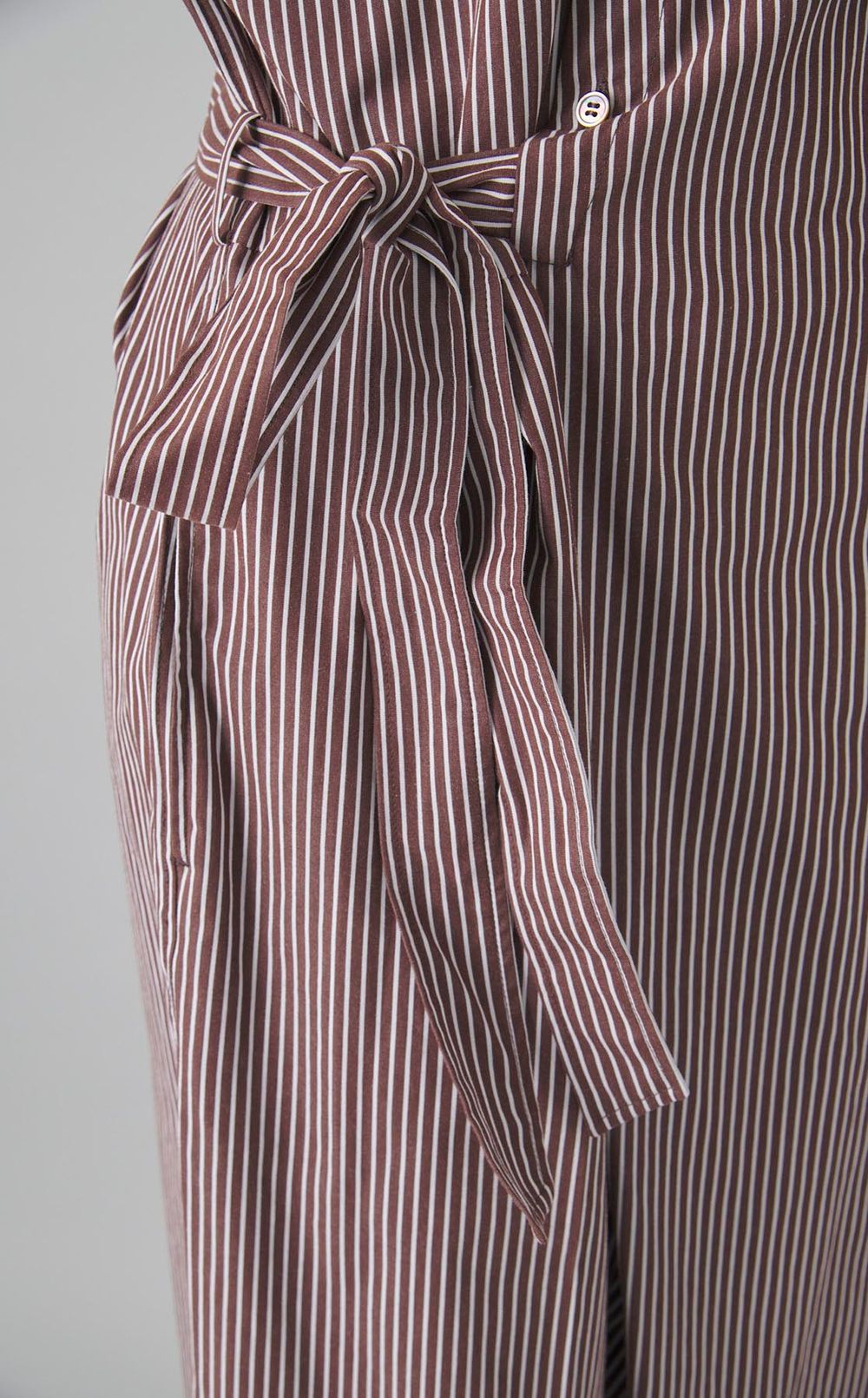 ストライプシャツオールインワン