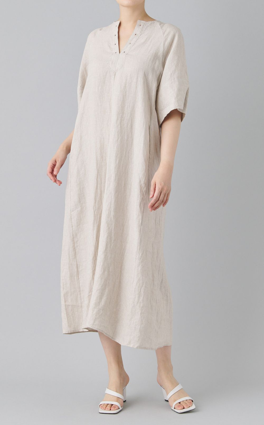 リネンフレアスリーブワンピース