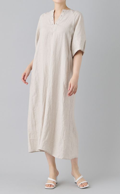 リネンフレアスリーブワンピース