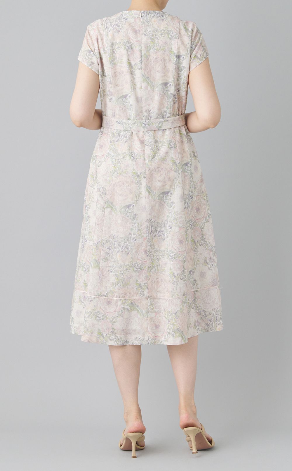 リバティコットンリネンベルトワンピース