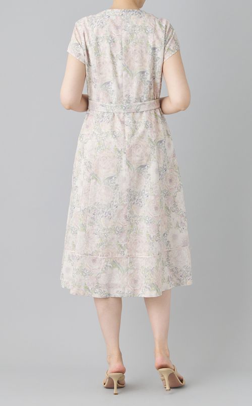 リバティコットンリネンベルトワンピース