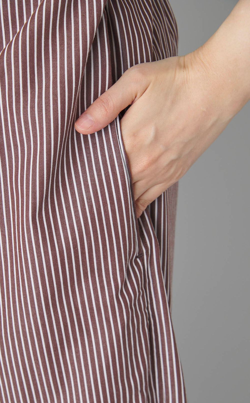 ストライプシャツオールインワン