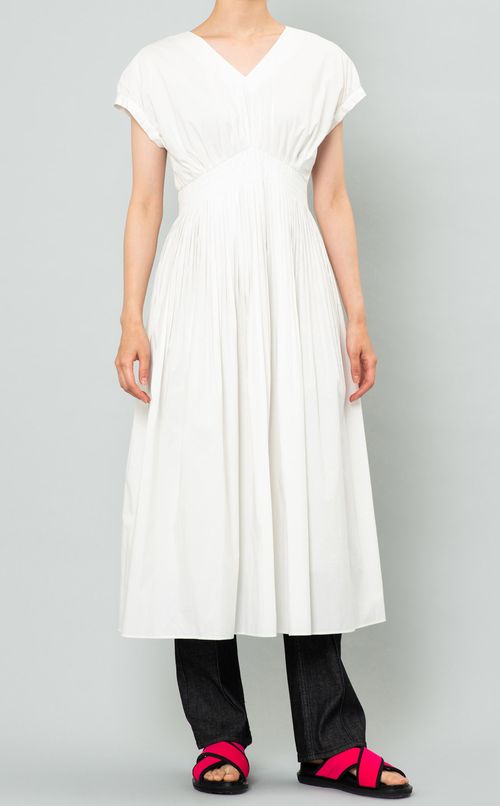 コットンプリーツデザインワンピース
