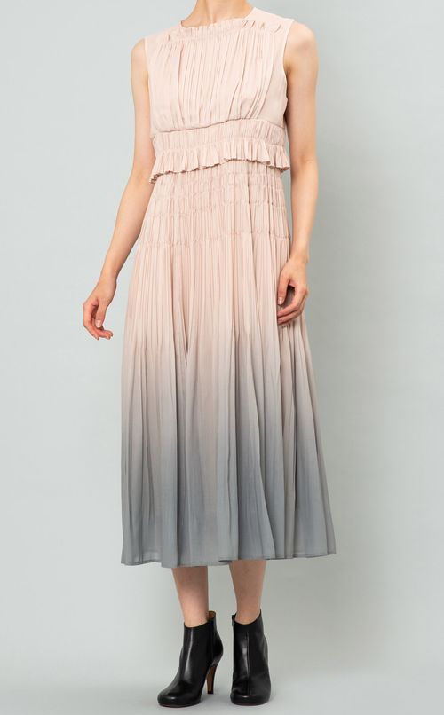 グラデーションプリーツワンピース