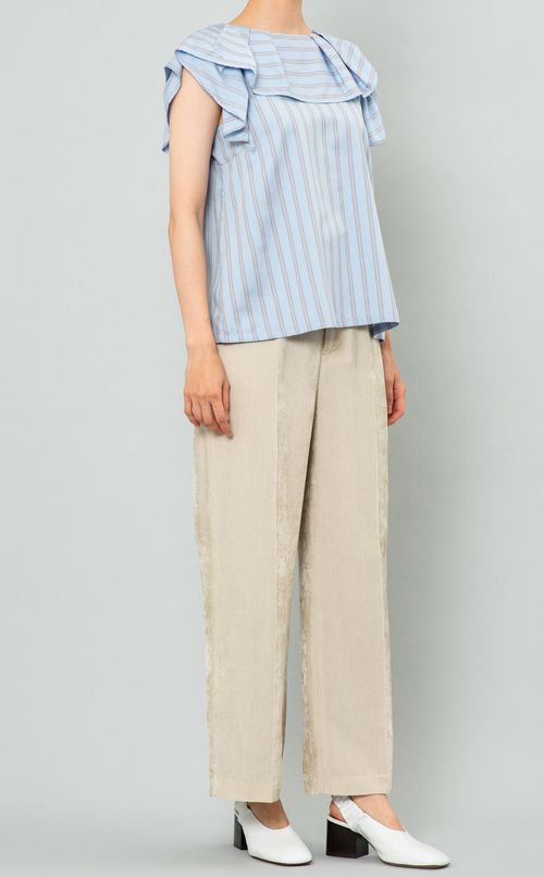 ストライプラッフルブラウス