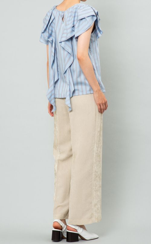 ストライプラッフルブラウス