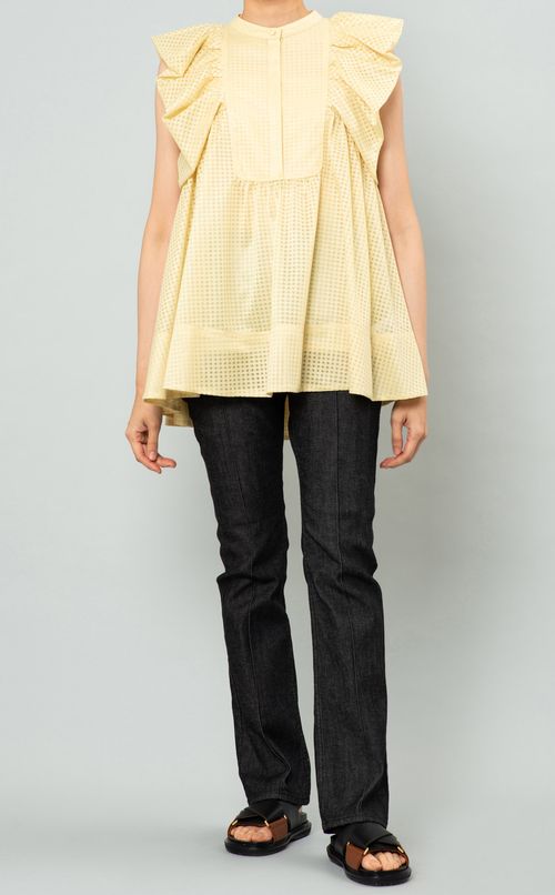 ブロックチェックレースブラウス