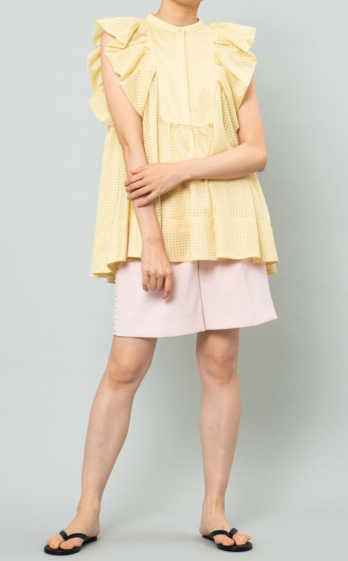 ブロックチェックレースブラウス