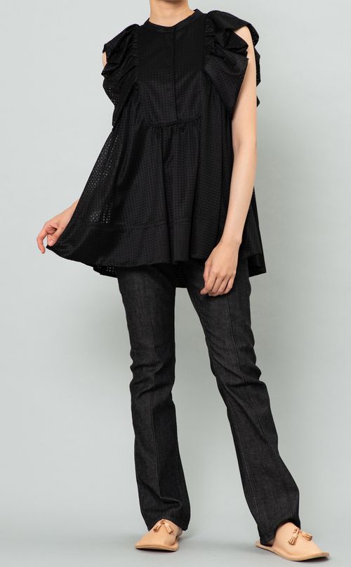 ブロックチェックレースブラウス