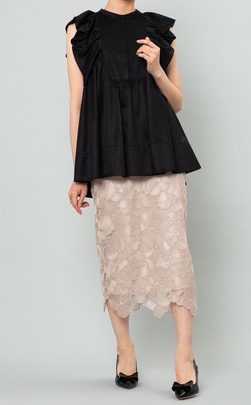 ブロックチェックレースブラウス