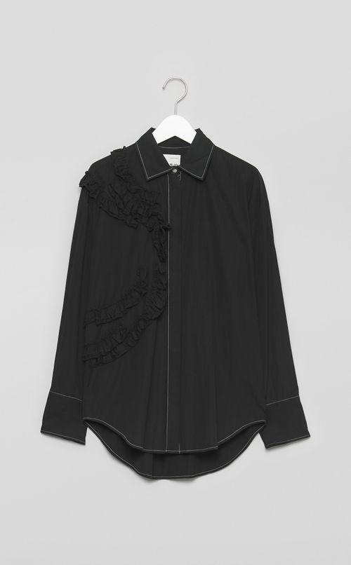 【reADdress】フリルデザインストライプシャツ