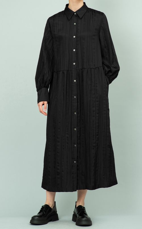 プリーツロングシャツワンピース