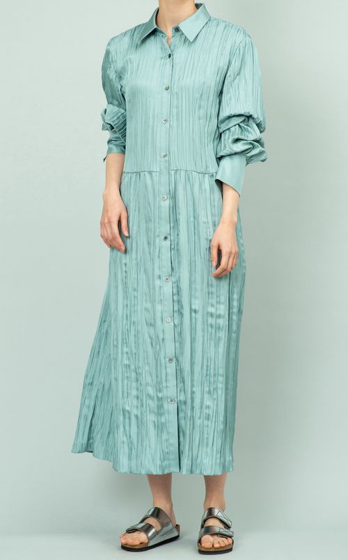 プリーツロングシャツワンピース
