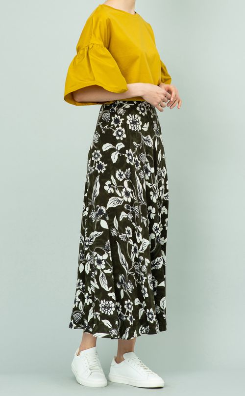 フラワープリントシルクスカート