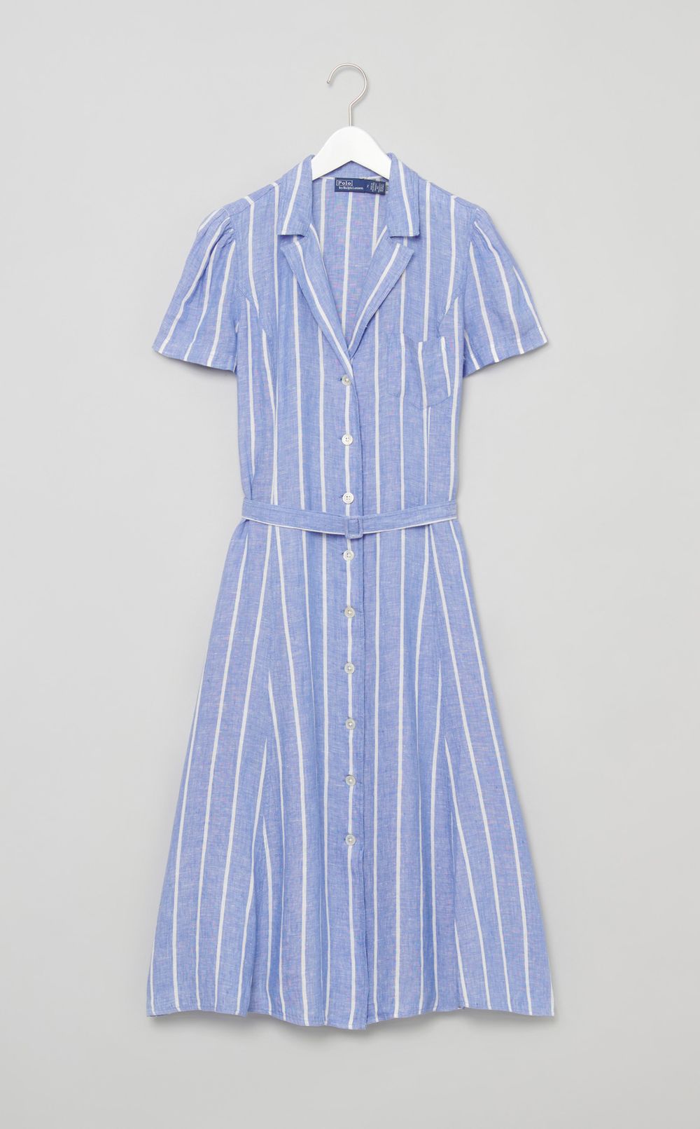 オープンカラーストライプワンピース