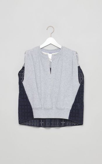 レーススウェットコンビプルオーバー