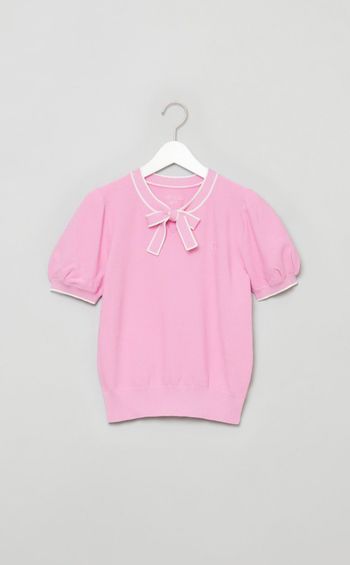 【手洗い可】ボウタイニットプルオーバー