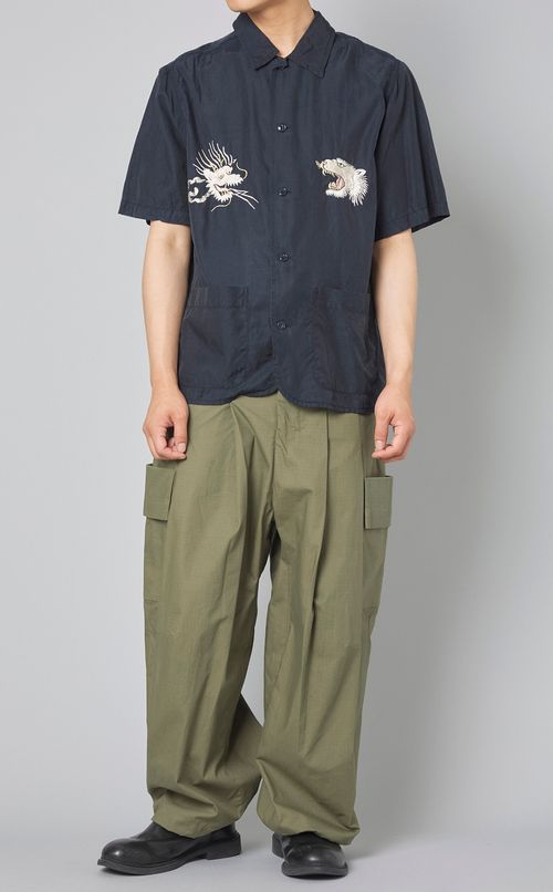 キュプラコットンツイル刺繍シャツ