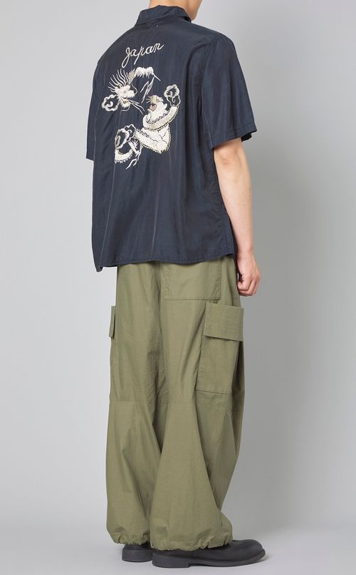 キュプラコットンツイル刺繍シャツ