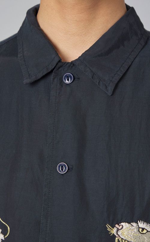 キュプラコットンツイル刺繍シャツ