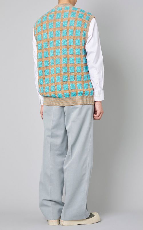 チェックニットベスト