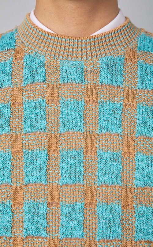 チェックニットベスト