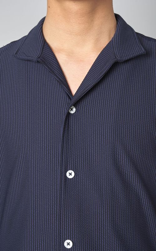 ストライプサッカーシャツブルゾン