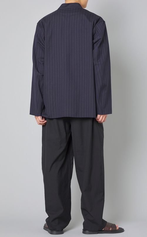 ラペルレスストライプジャケット