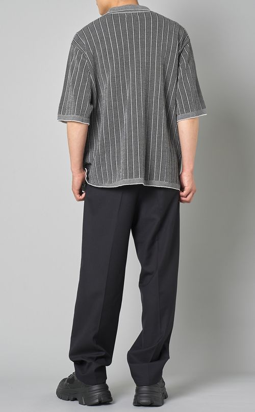 コットンストライプニットシャツ