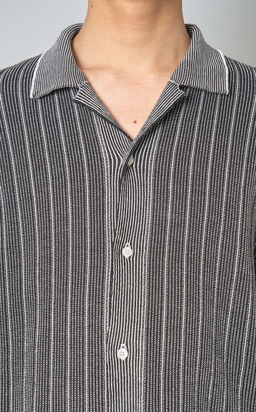 コットンストライプニットシャツ