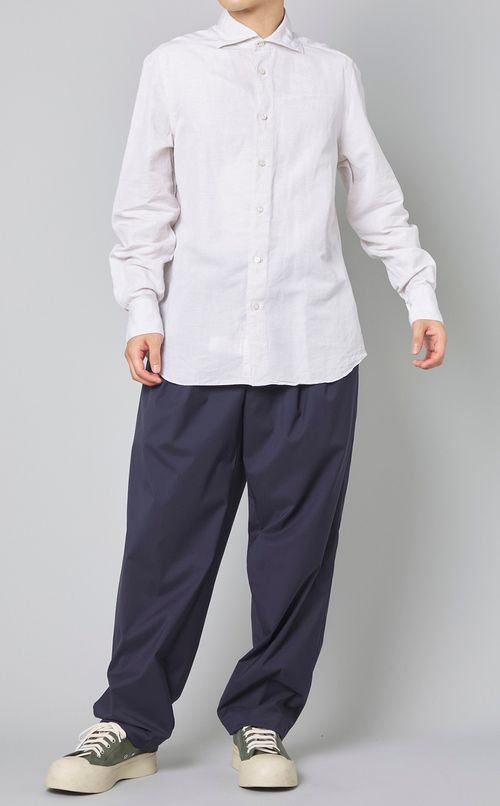 コットンリネンワイドカラーシャツ