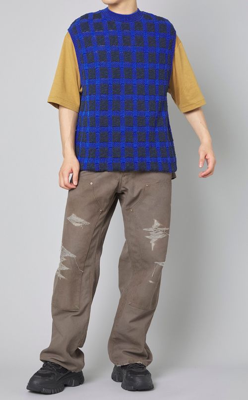 チェックニットベスト