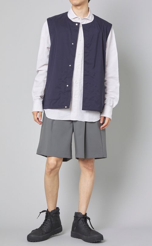 コットンリネンワイドカラーシャツ